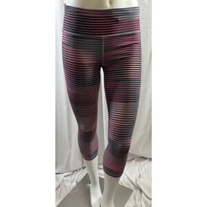 Gap GapFit gFast Multicolor Striped leggings, Pink, Black & Gray, Sz: M, 73-06